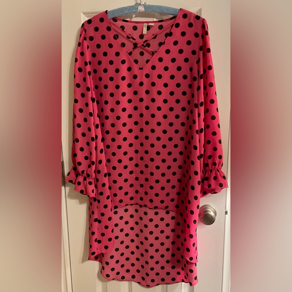 Cato Pink and Black Polka Dot Tunic